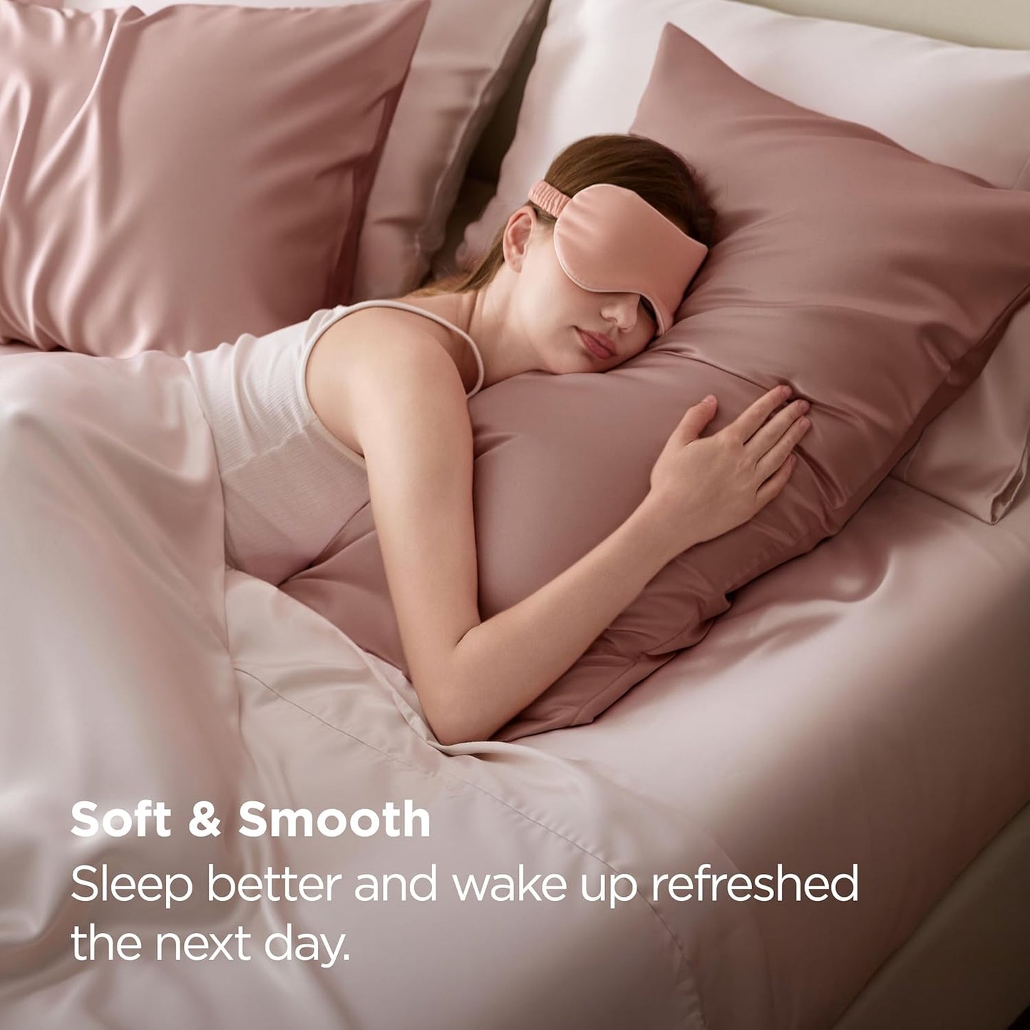 Bedsure Satin Pillowcase 2 Pack Similar to Silk Pillow Cases Standard Size, Pillow Case for Sleeping Women with Envelope Closure, Gifts for Women Men, Rose Cloud, 20x26 Inches, 2pcs