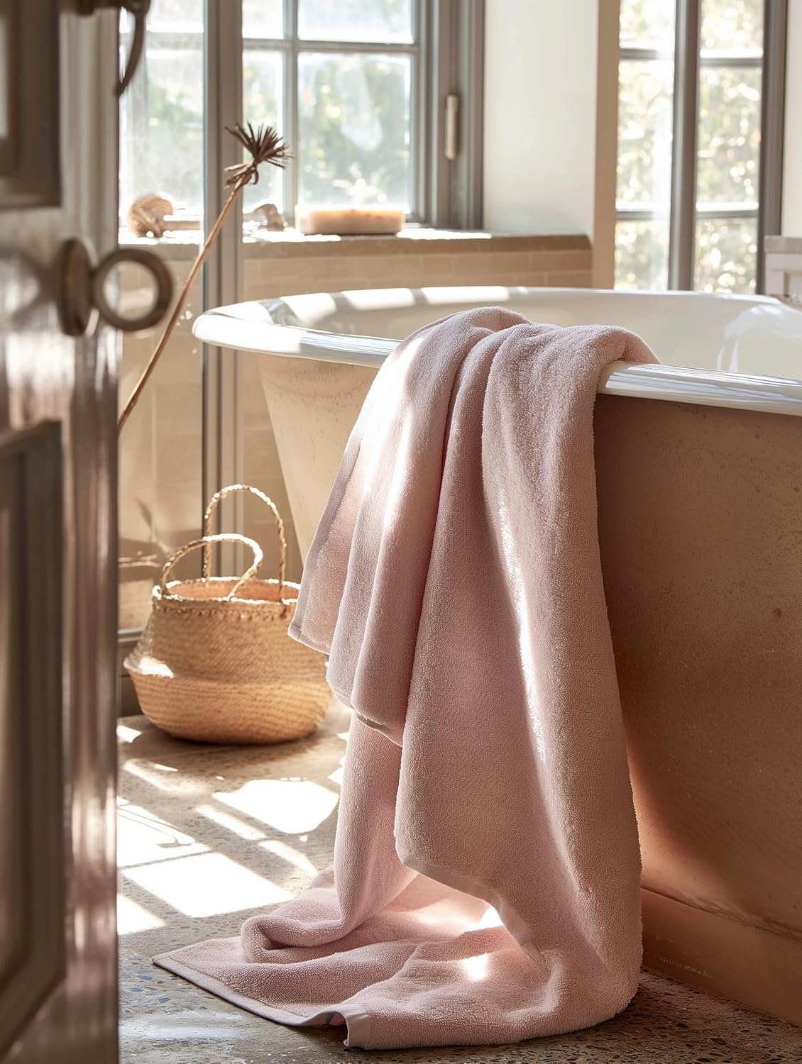 SALBAKOS 100% Turkish Cotton Jumbo Bath Sheet Towel Oversized 40x80 inch | Premium Hotel & Spa Quality, Soft, Absorbent, XL Bath Towels | Made in Turkey (Pack of 1, Rose, Jumbo Bath Sheet)