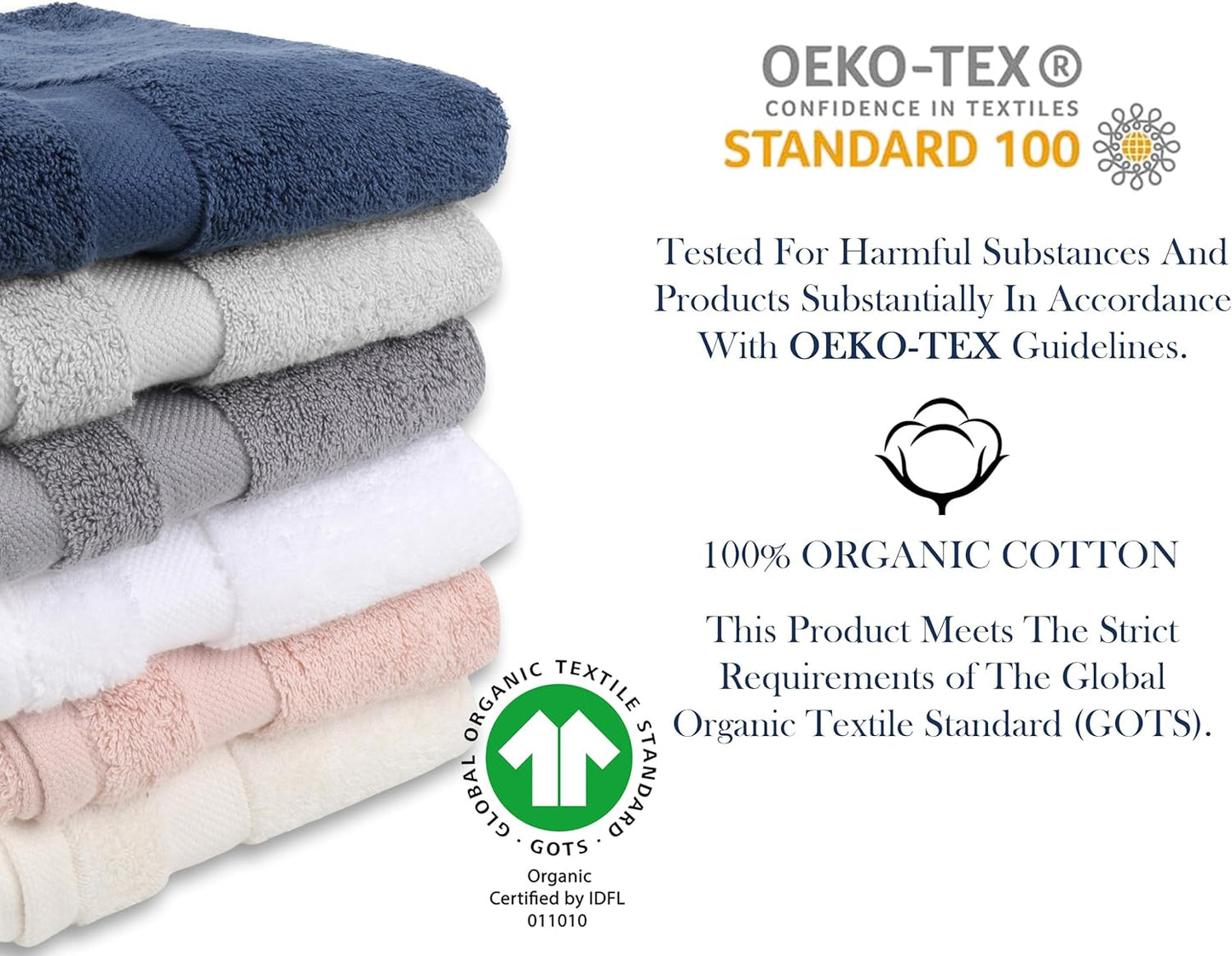 Delara Organic Cotton Luxuriously Plush Bath Towel 20 Piece Set|GOTS & Oeko-TEX Certified|Premium Hotel Quality Towels|Feather Touch Technology|650 GSM Long Staple|Soft, Quick Dry & Ultra-Absorbent