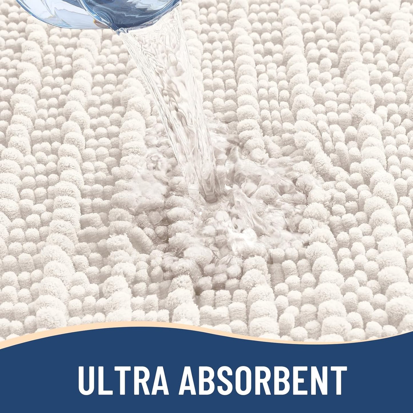 Arotive Luxury Round Chenille Bathroom Rug Mat, Extra Soft Thick Absorbent Shaggy Bath Rugs, Non-Slip Machine Wash Dry Plush Bath Mats for Bathroom, Shower and Tub, 24x24, Ivory