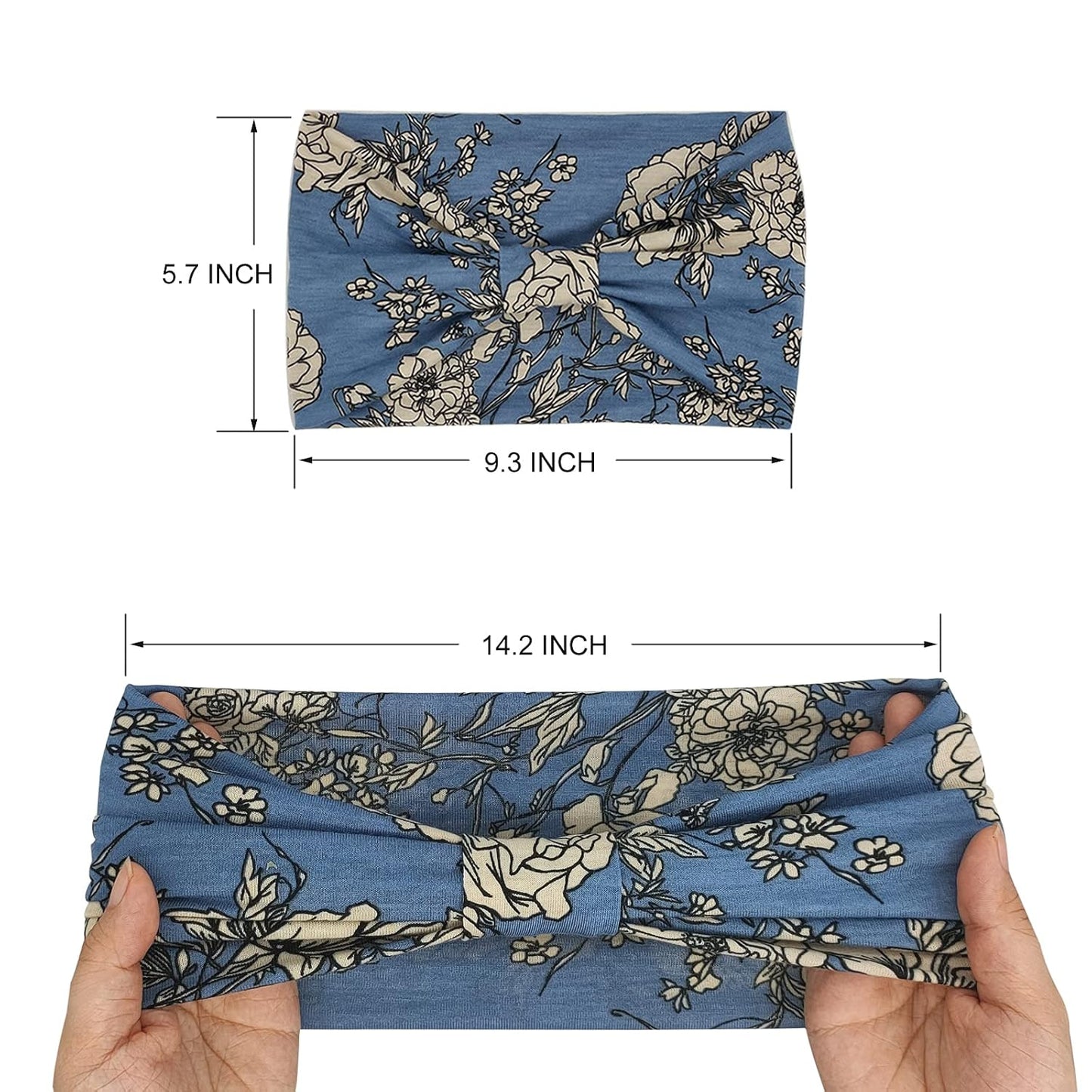 Wide Boho Headbands for Women Fashion Knotted Headband Yoga Workout Hair Accessories African Head Wrap 4 Pack