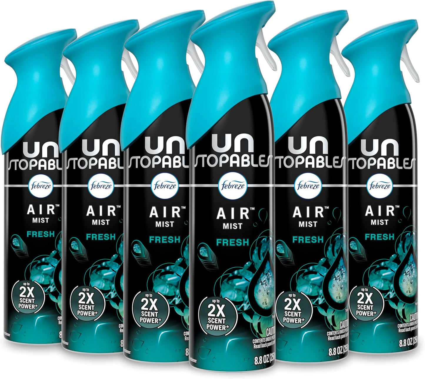 Febreze Air Freshener Spray, Unstopables Fresh, Odor Fighter for Strong Odor, 8.8 Oz, Pack of 6