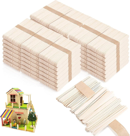 2500Pcs Wooden Popsicle Sticks for Crafts, 4.5" Wide Wooden Craft Sticks, Lollipop Sticks for Creative Designs, Home Art Projects, DIY Wood Crafts, Hair Removal and Waxing Supplies, Ice Pop Sticks