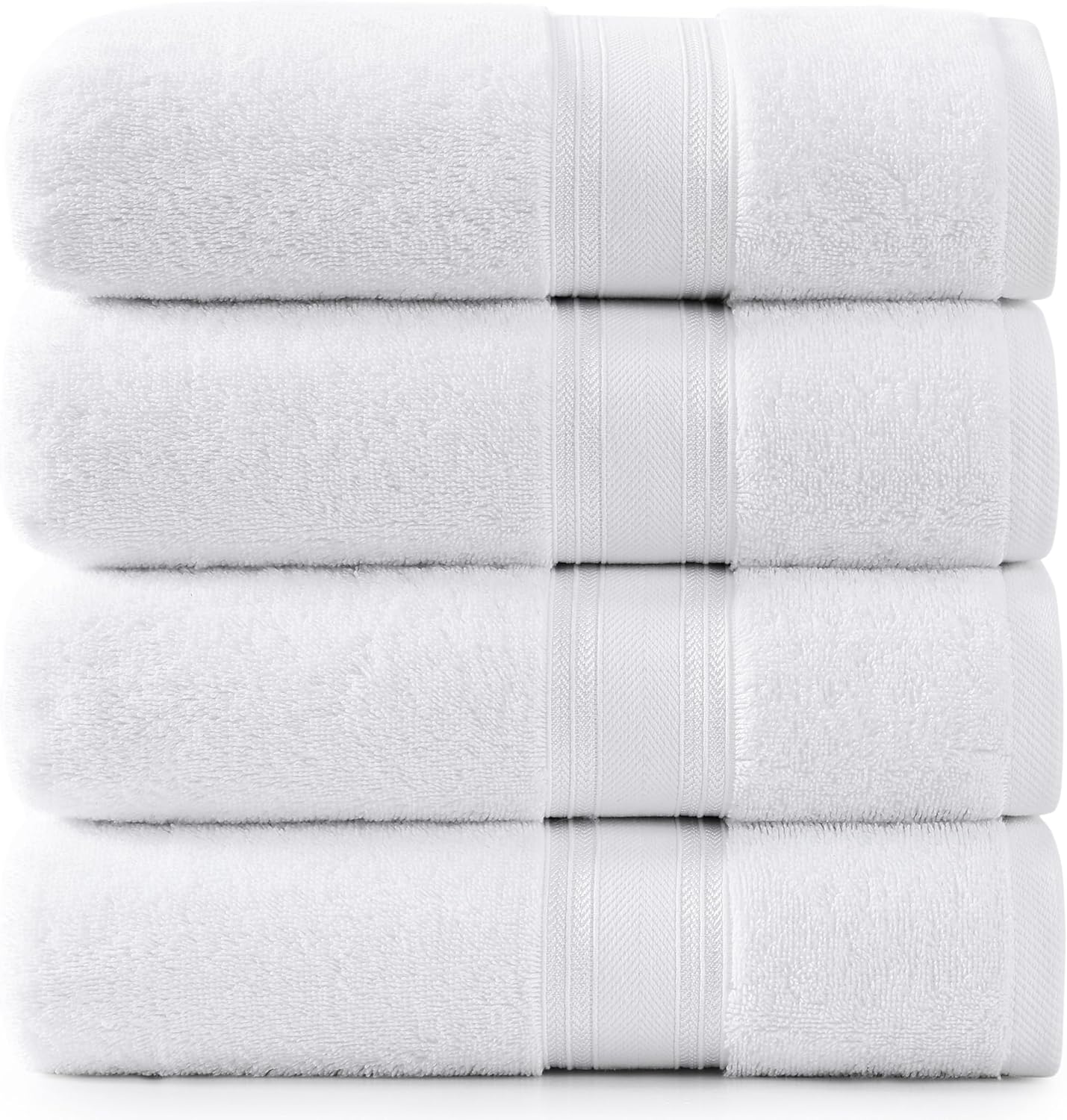 LANE LINEN 100% Cotton 4 Pack Bath Towels (28"x54") - Zero Twist, Cotton - Large Towels for Bathroom - Quick Drying, Highly Soft & Absorbent Shower Towel Set - Hotel & Spa Quality - White Towel Set