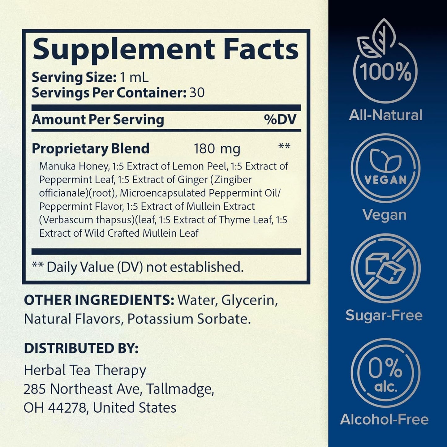BREATHE 8-IN-1 Mullein Drops for Lungs & Airways (1 fl. oz.): Peppermint, Thyme, & Mullein Leaf Extract for Lungs Detox for Smokers - Break up Mucus & Breathe Clear - GMO-Free & Made in USA