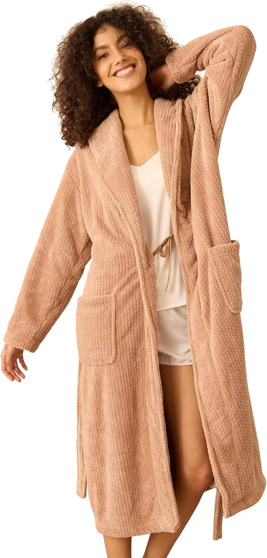 Women's Shawl Collar Bathrobe, Soft Long Towel Robes for Women - Super Absorbent Quick Dry yet Warm