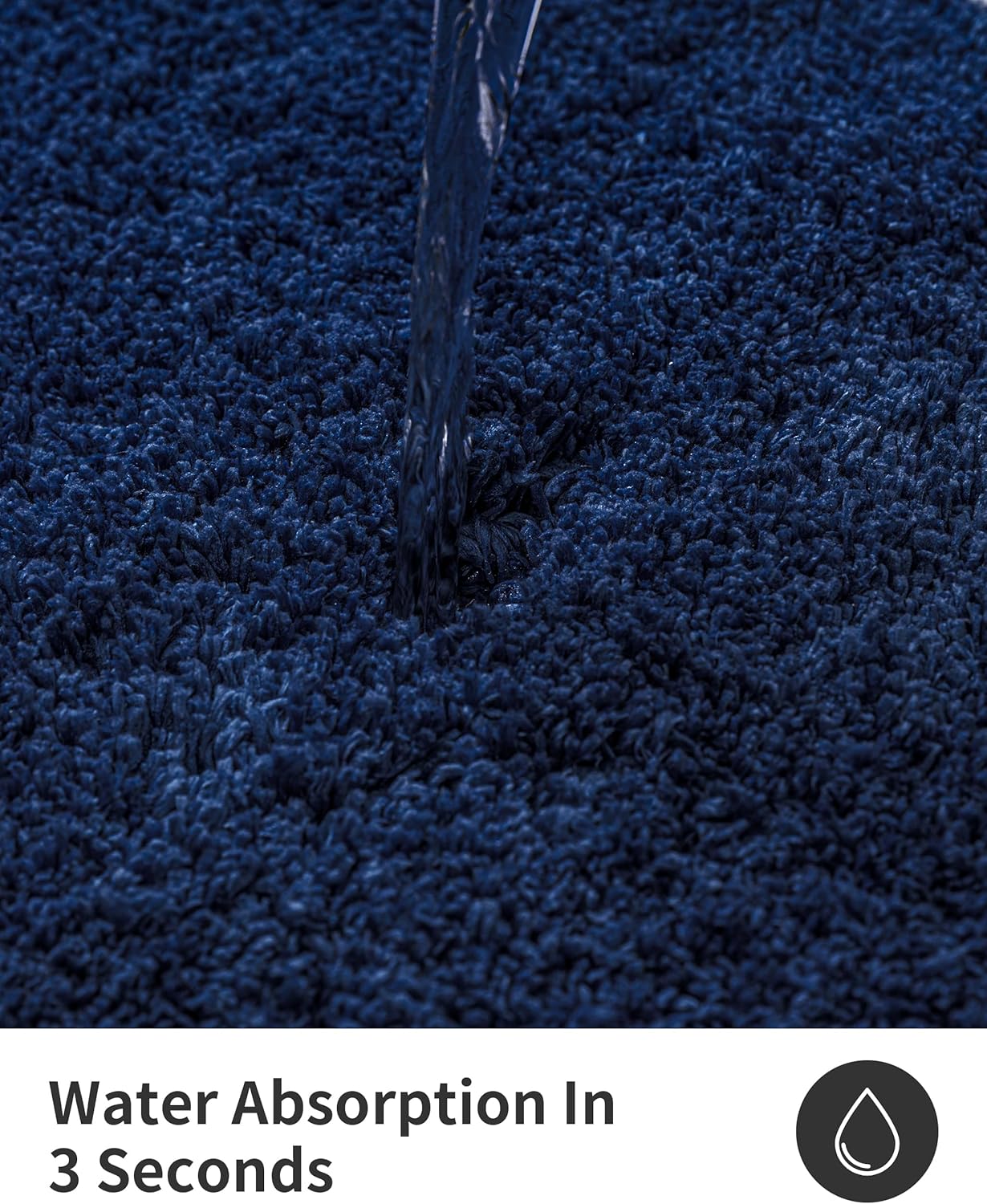 ILANGO Navy Blue Bathroom Rugs 48" × 24" Non Slip & Super Absorbent Extra Thick Soft, Washable Bath Mat for Floor, Microfiber Plush Shaggy Bath Rug with Rubber for Bathtub Shower Room Sink