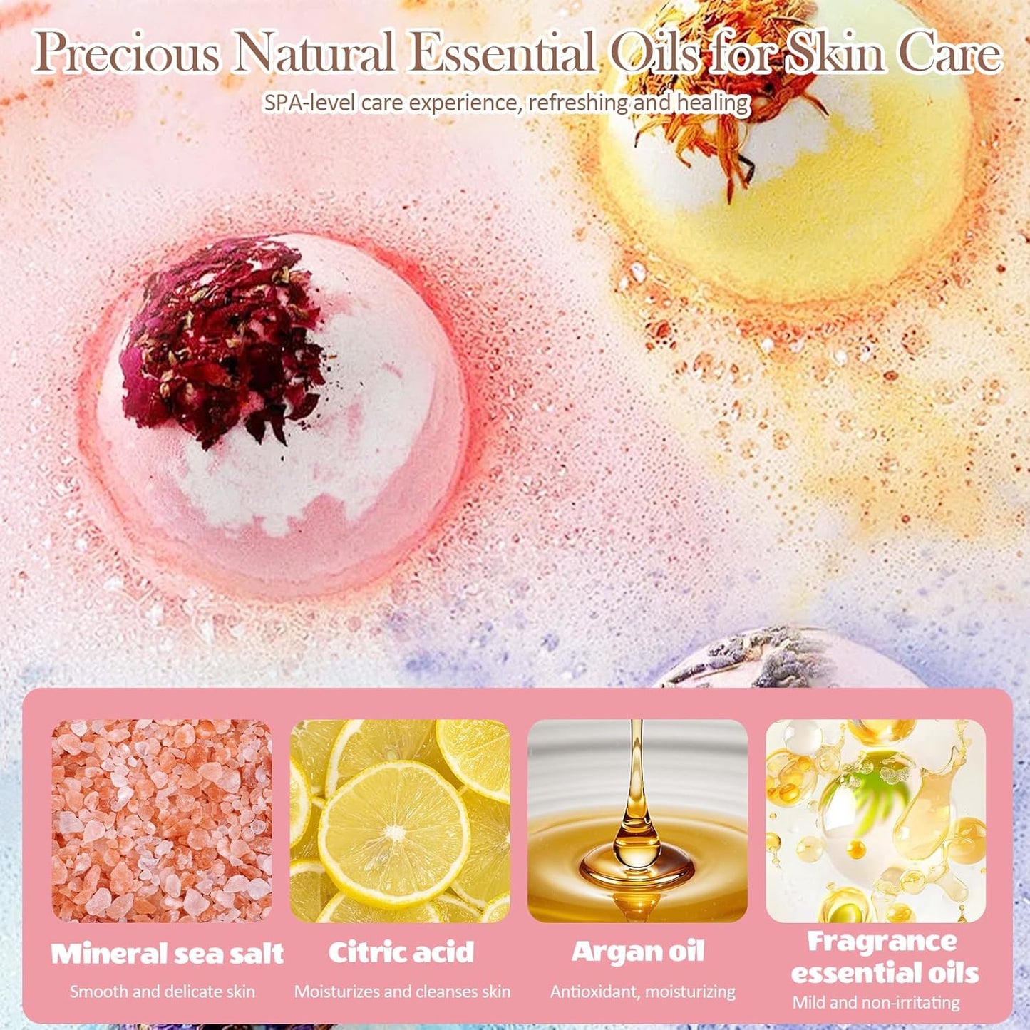 Bath Bombs Set for Women, 20 PCS Natural Argan Oil & Organic Oil Dry Skin Moisturize, 5 Different Scents, Perfect for Bubble Spa Bath, Ideal Gifts for Women, Girls, Wife, Mother