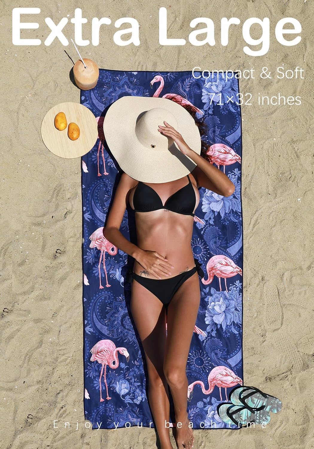 4 Pack Microfiber Lightweight Beach Towel Sand Free Quick Dry Absorbent Thin Compact Towels for Swimming Pool Camping Beach Accessories Large Easy Pack Travel Things for Vacation Essentials Gift