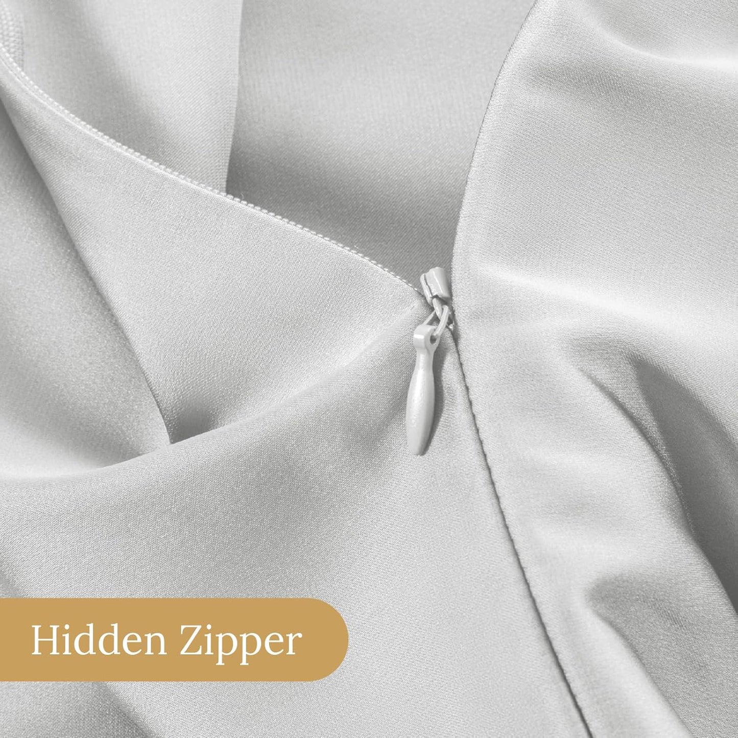 INFIIXSO Mulberry Silk Pillow Case King Size, Silk Pillowcase with Hidden Zipper 20"x36", Extraordinary Smooth and Soft Pillow Cases for Hair and Skin(Light Grey, 1 Pack)