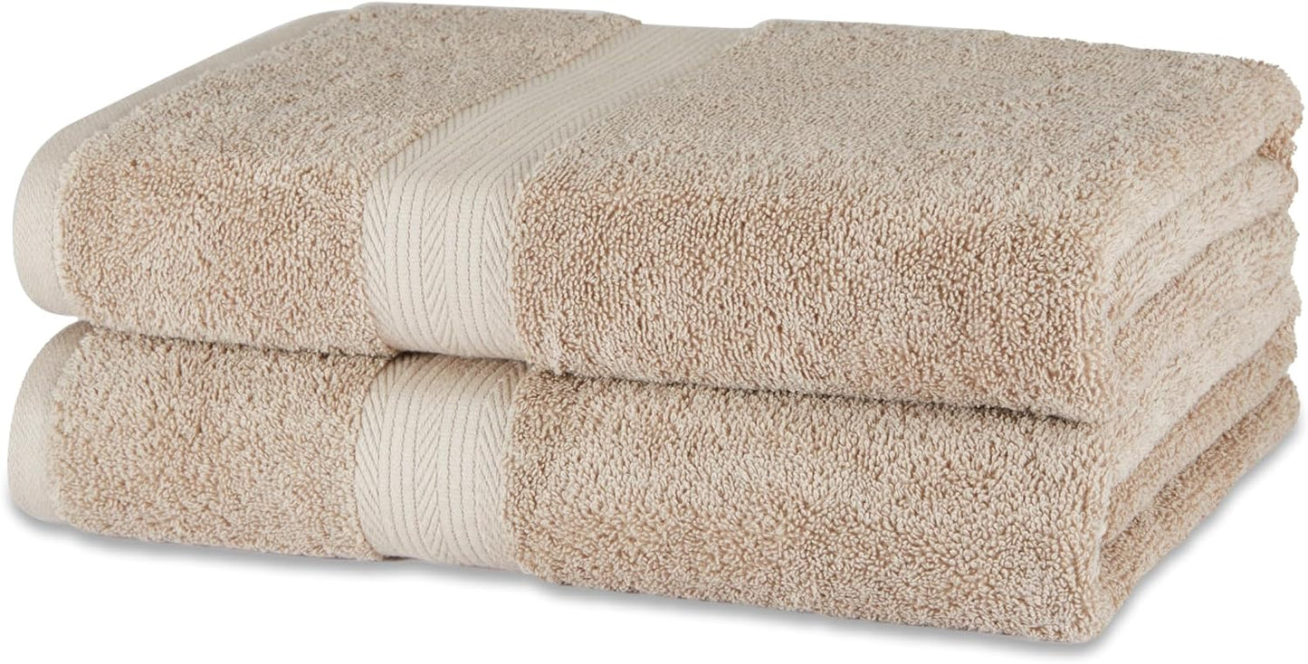 Amazon Basics Fade-Resistant 100% Cotton Bath Towel, 2 Pack, 30"x54", Taupe
