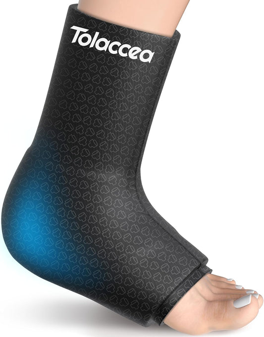 Tolaccea Ankle Ice Pack Wrap PRO for Injuries, Foot Ice Pack for Hot and Cold Therapy, Flexible Cold Pack for Plantar Fasciitis,Swelling,Sprained, ColdFocus for More Cooling Large (Pack of 1)