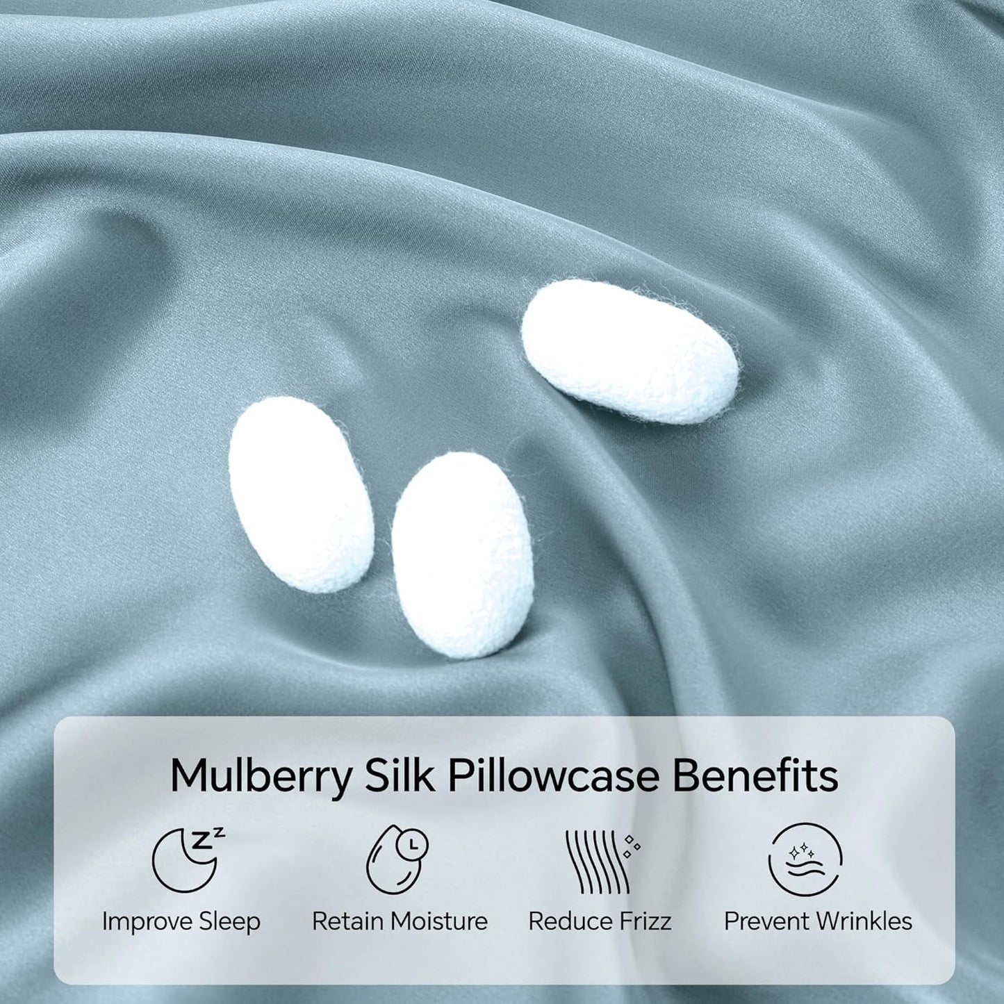 INFIIXSO Mulberry Silk Pillowcase for Hair and Skin, Silk Pillow Cases Queen Size Set of 2 with Hidden Zipper 20"x30", Ultra Smooth and Soft Cooling Pillow Cases for Hot Sleepers(Airy Blue, 2 Pack)