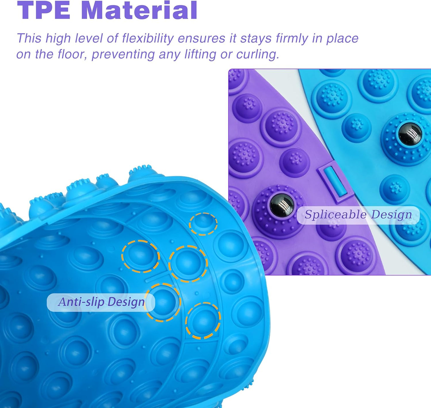 Multi-Purpose Foot Massage Mat with Reflexology Nodes & Magnetic Therapy, Relieve Stress, Improve Circulation, and Enhance Relaxation (Blue)