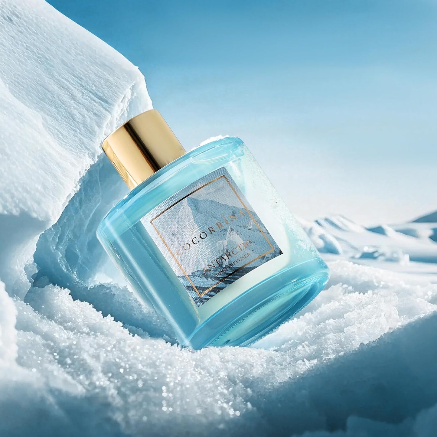 COCORRÍNA Reed Diffuser - Antarctic 6.7 Fl.oz Reed Diffuser Set with 8 Sticks & Preserved Baby's Breath, Reed Diffuser for Home Bathroom Shelf Decor