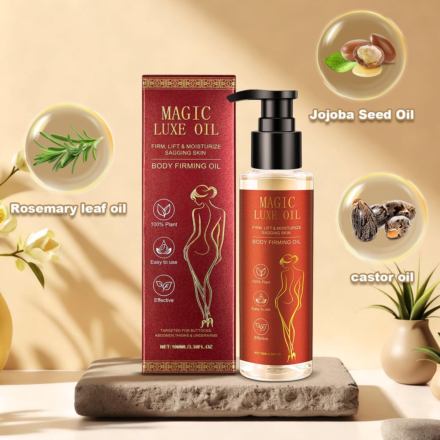 Magic luxury body oil Magic Body Firming Oil – 3.38 FL OZ Hydrating & Tightening Oil for Women | Fast-Absorbing, Non-Greasy, Natural Ingredients | After-Shower Skin Care & Spa Gift