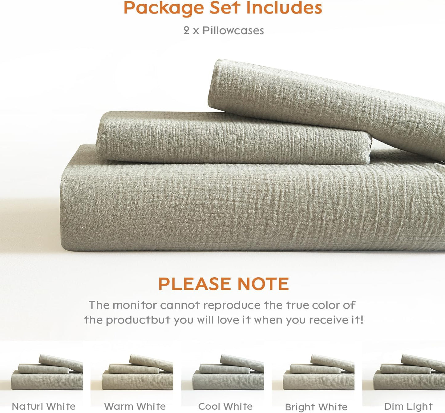 SE SOFTEXLY Muslin Pillowcases King Size 100% Cotton, 2 Pack Linen Like Pillow Shams with Envelope Closure, Ultral Soft and Breathable Pillow Case Covers, Smoky-Green, 20" X 36", No Filling