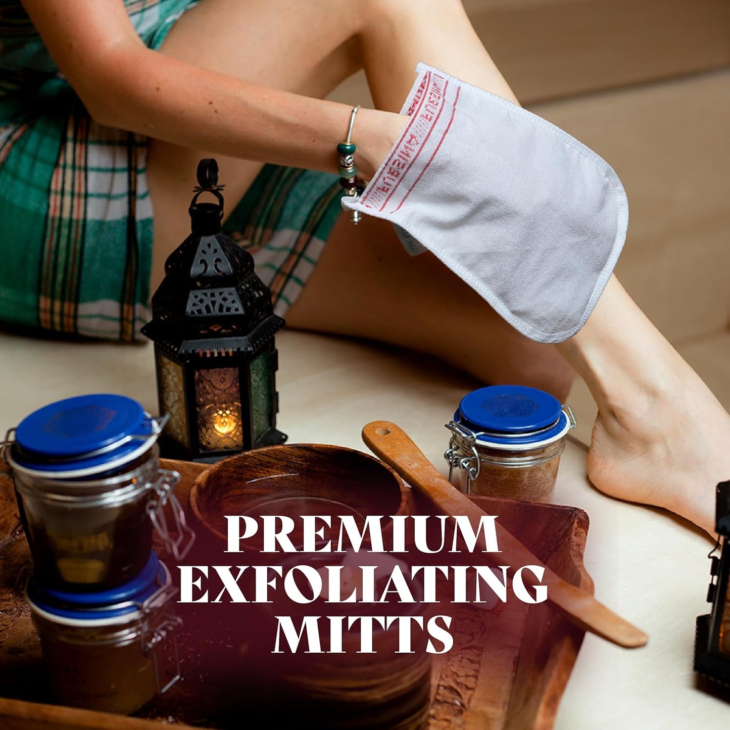 Exfoliating Glove (3 PCS) - Turkish Hammam Mitt for Bath, Exfoliating Body Scrubber Mitt, Dead & Dry Skin Remover for Body, Great for Spray Tan Removal, Smooth Skin Surface