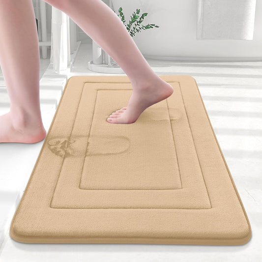Arotive Memory Foam Bathroom Rug Mat 30x20, Ultra Soft and Absorbent Bath Mat, Machine Wash Dry, Comfortable Bath Rug Carpet for Bathroom Floor, Tub and Shower, Beige