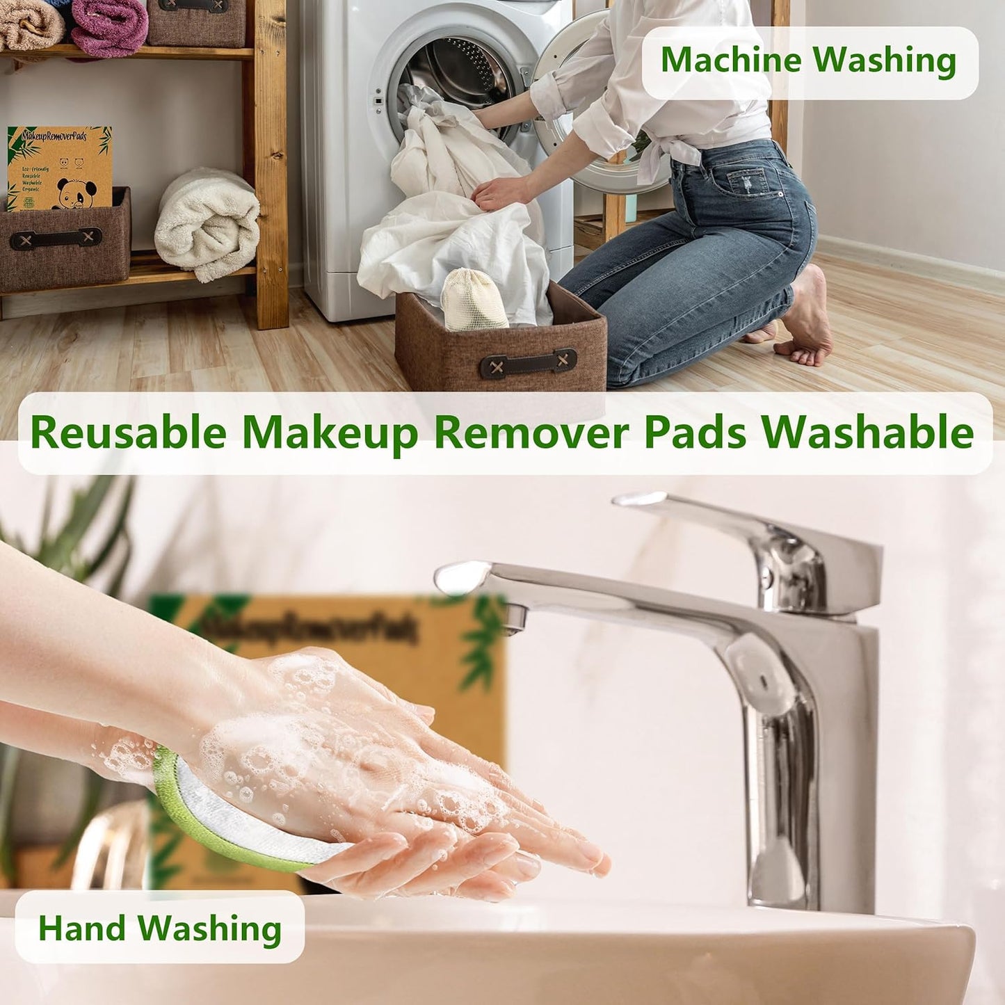 20 Pack Reusable Makeup Remover Face Pads with Laundry Bag Washable Soft and Comfortable Cleaning Face Skin,Washable Bamboo Cotton Rounds Multicolour