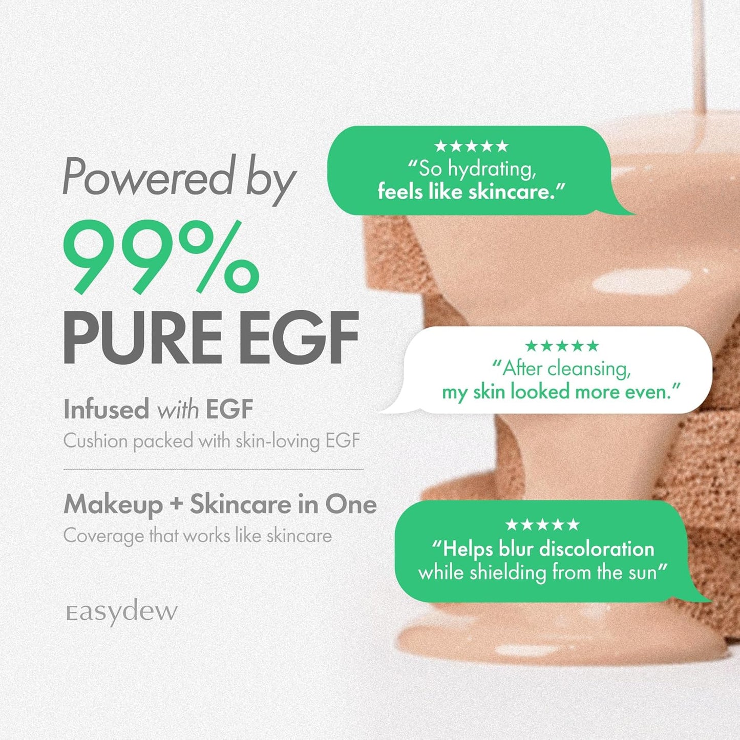 Easydew Mela B Toning Ampoule Cushion Refill - 3-in-1 Age-Defying Sun Shield Full Coverage Cushion Foundation with Niacinamide & Hyaluron-Vital C - Face Makeup Korean Skin Care 0.45 oz (#19 Sand)
