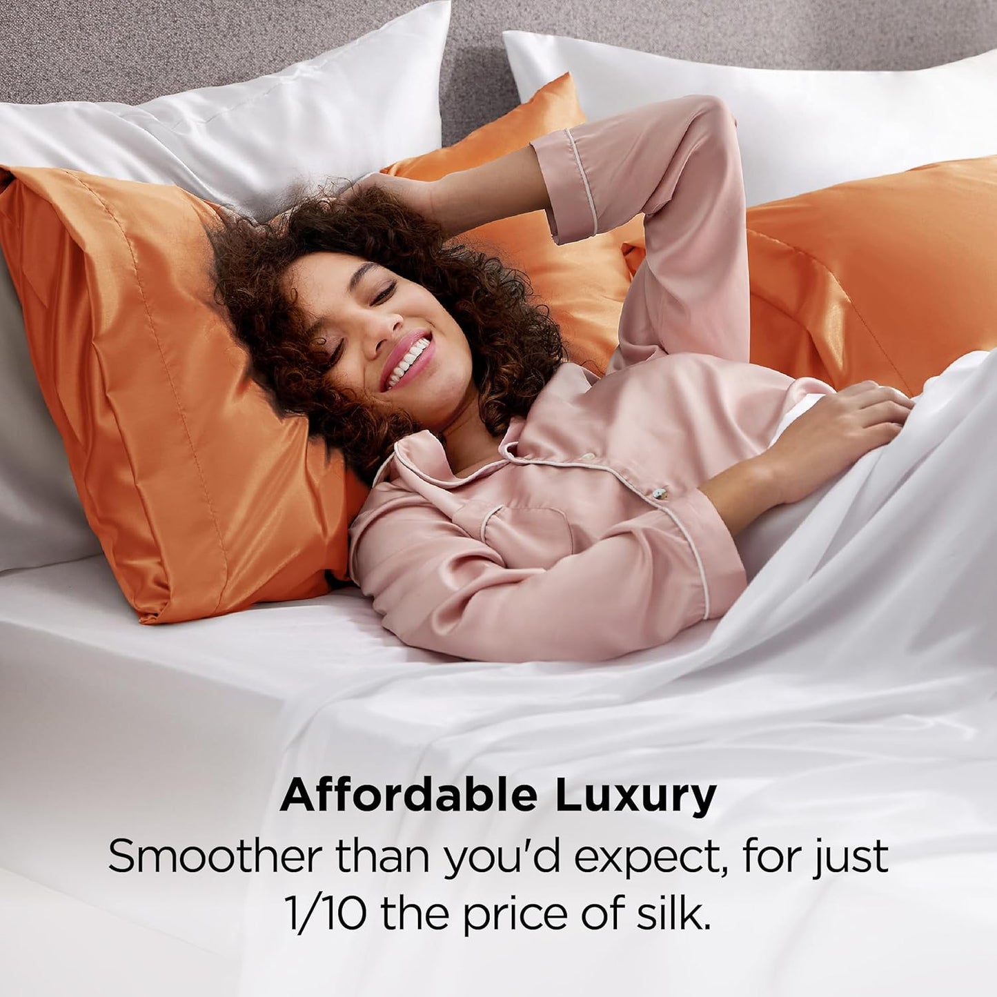 Bedsure Satin Pillowcase 2 Pack Similar to Silk Pillow Cases Standard Size, Pillow Case for Sleeping Women with Envelope Closure, Gifts for Women Men, Burnt Orange, 20x26 Inches, 2pcs