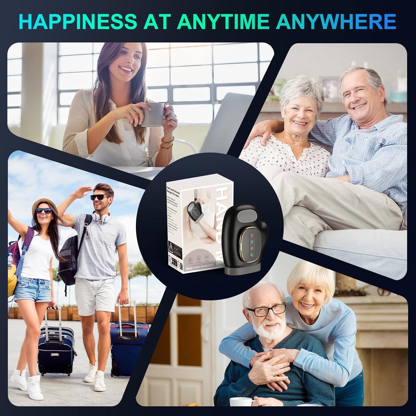 Professional Hand Massager with Heat Compression Therapy, 3 Massage 4 Temperatures 5 Compression Pain Relief Glove, Arthritis & Wrist Carpal Tunnel Neuropathy Circulation, Gifts for Women/Men