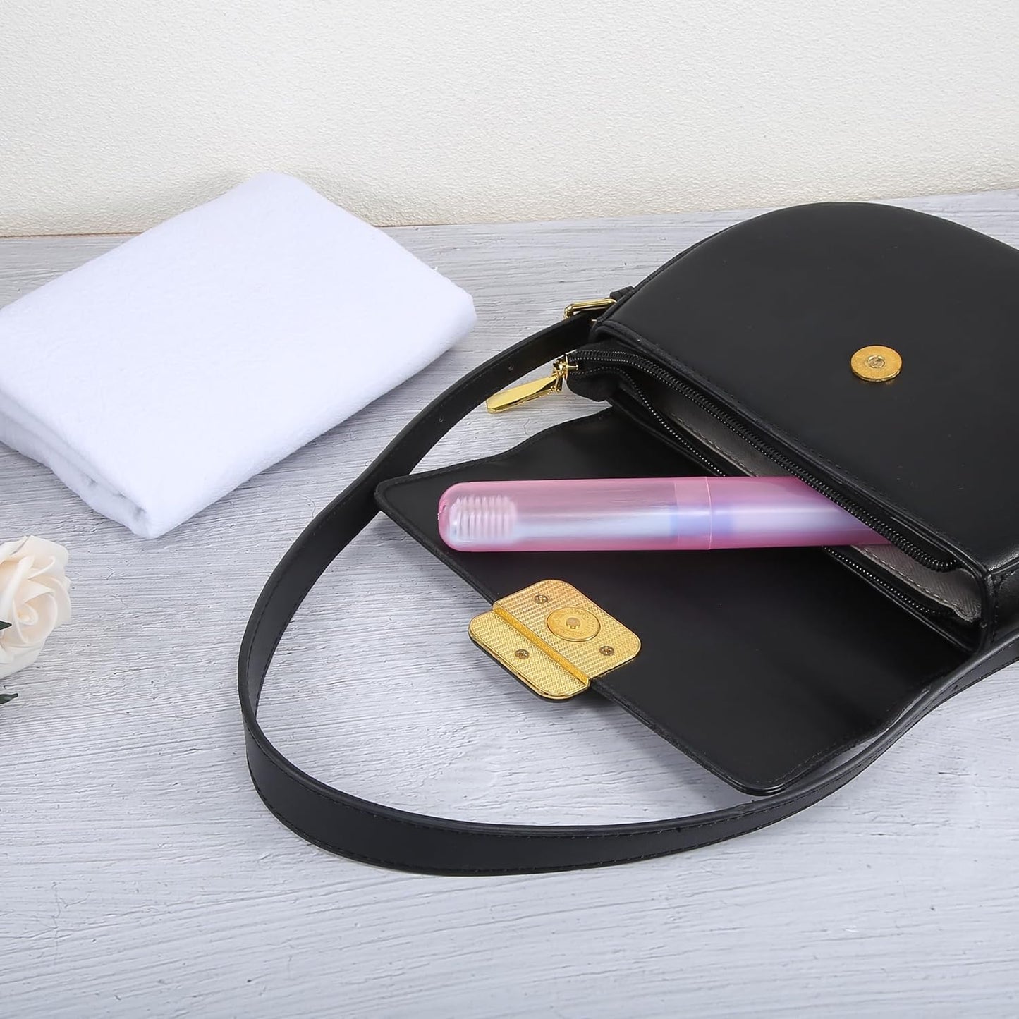 VOCOSTE 2 Pcs, Toothbrush Travel Case, Plastic, Lightweight Traveling Toothbrush Holders Case, for Travel Business, Pink Orange, 7.48"x1.06"