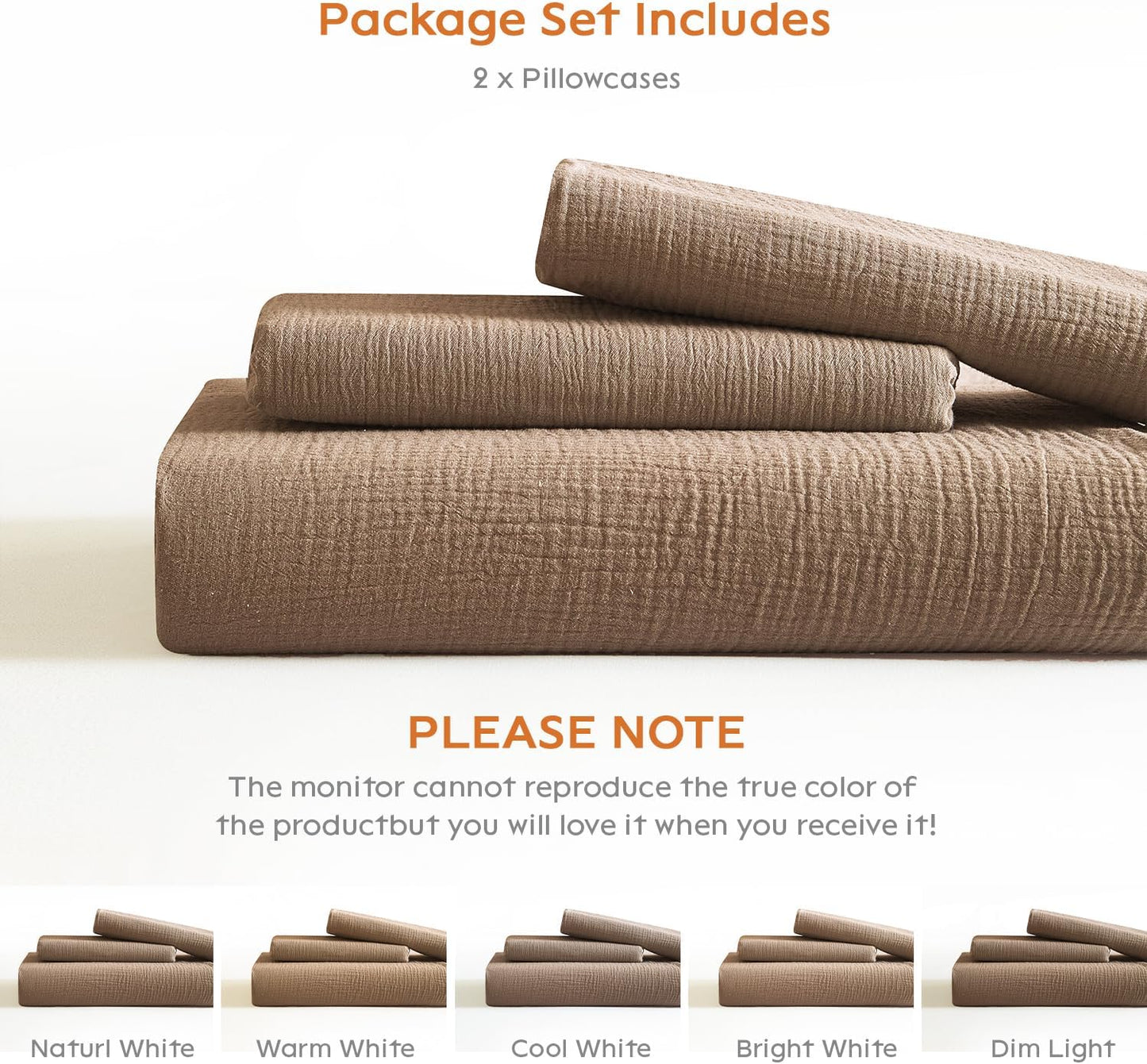 SE SOFTEXLY Muslin Pillowcases Standard Size 100% Cotton, 2 Pack Linen Like Pillow Shams with Envelope Closure, Ultral Soft and Breathable Pillow Case Covers, Light Brown, 20" X 26", No Filling