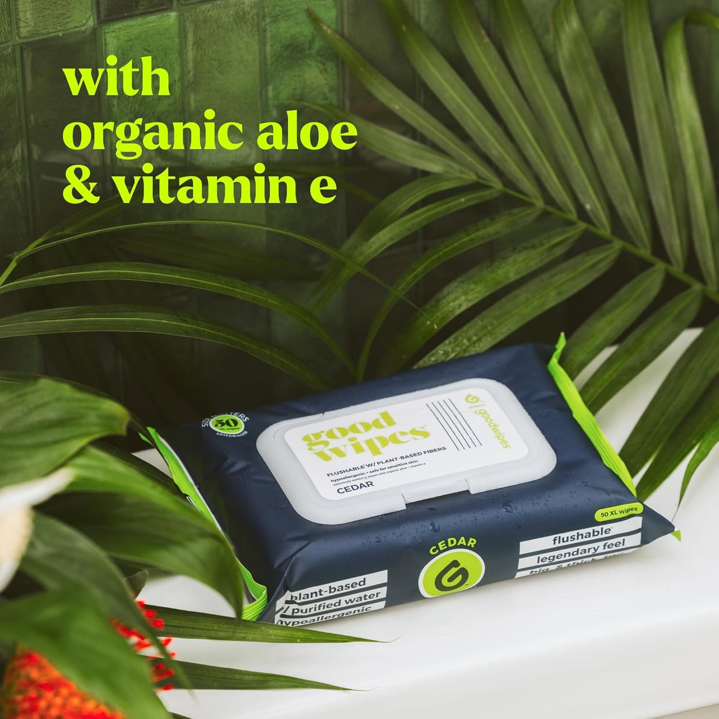 goodwipes Flushable Butt Wipes - Vitamin E & Aloe - Sewer & Septic Safe - Extra Large Adult Wet Wipes For Women & Men - Bathroom Essentials - Cedar, 418 Count (8 Packs + 1 Travel)