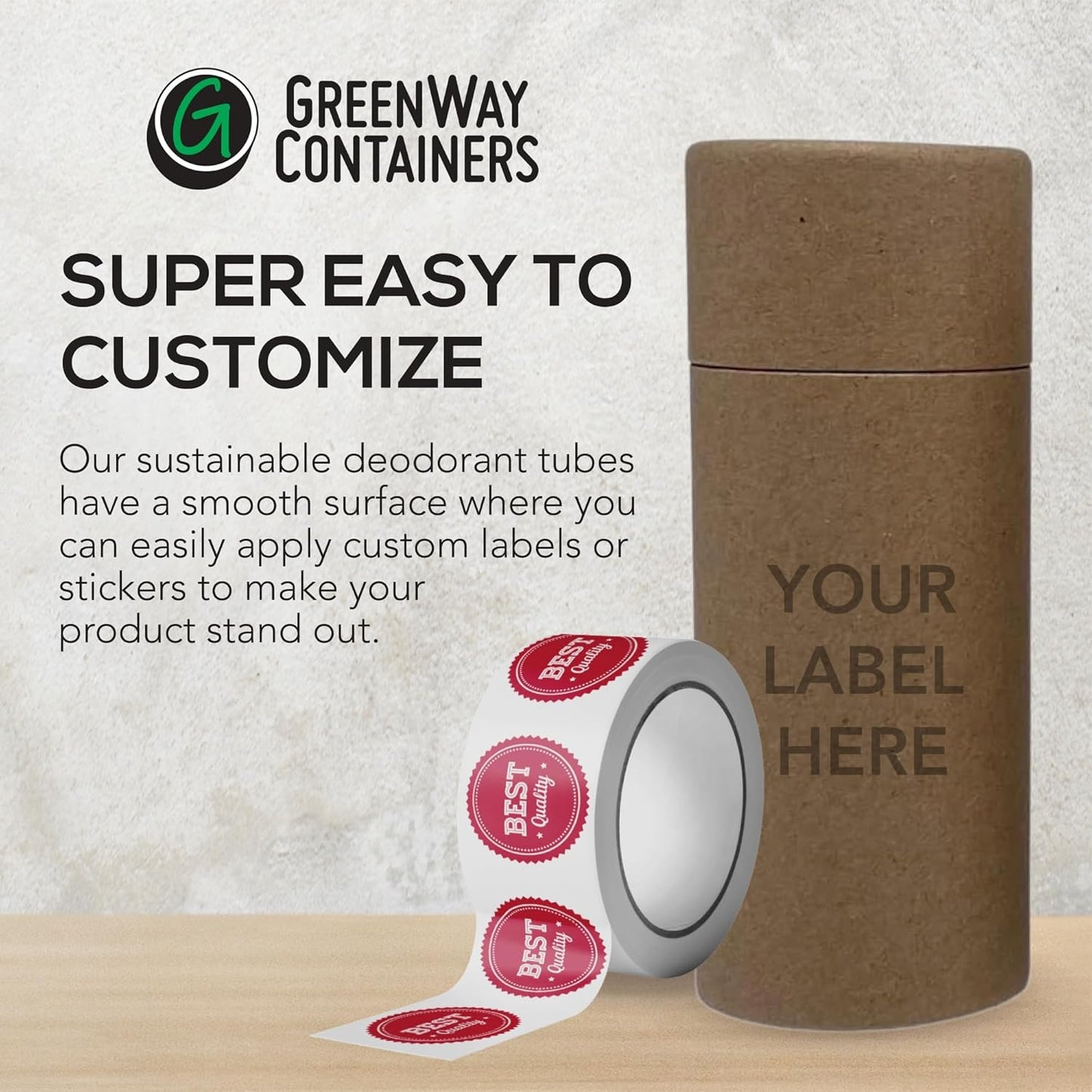 GreenWay 2.5oz / 70g Kraft Paperboard Deodorant Tubes with Lids - 25 Pack Solid Perfume Refillable DIY Cosmetic Containers - Deodorant Containers Lotion Tubes Empty Holder Kraft - Black