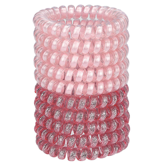 JessLab Spiral Hair Ties for Women, 10-Pack Traceless No-Damage Ponytail Holders, Coils Hair Bands for Girls, Assorted Colors
