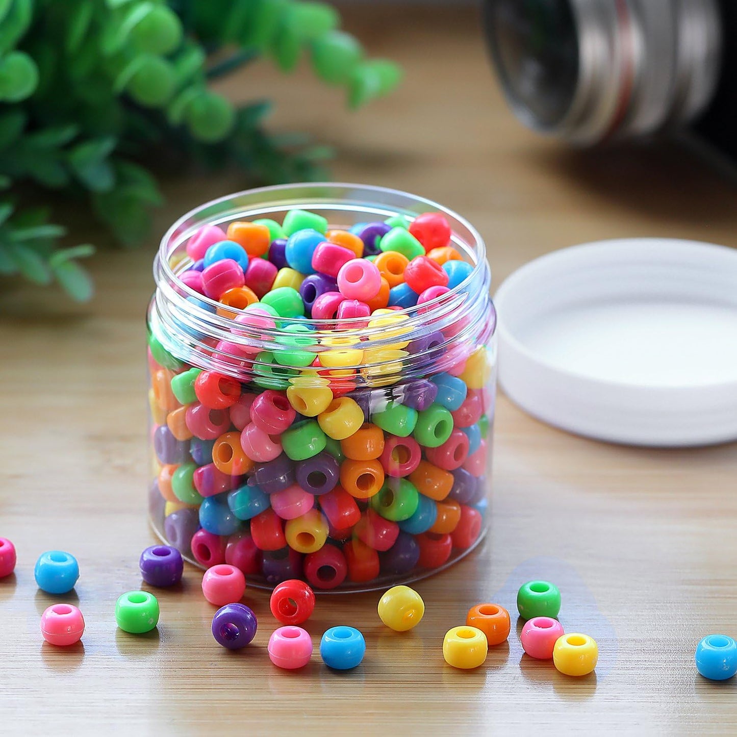 SATINIOR 12 Pack 7 oz Plastic Container Jars with Lids Round Clear Travel Cosmetic Container Slime Jars for Toiletries, Lotion, Cream, Ointments, Makeup, Rhinestone, Samples, Kitchen Storage(White)