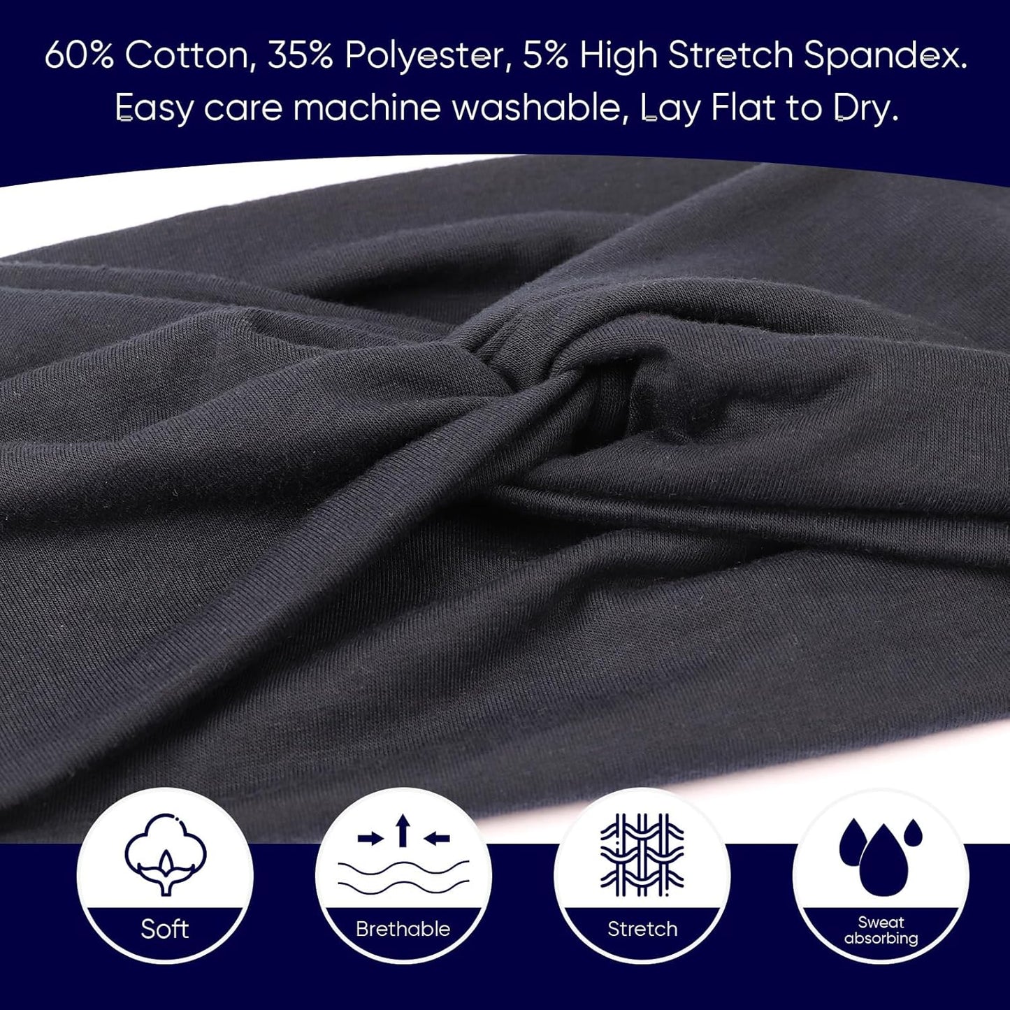 Extra Wide Headbands for Women Large Turban Headband Non Slip Boho Elastic Hairband Hair Twisted Knot Head Bands Accessories