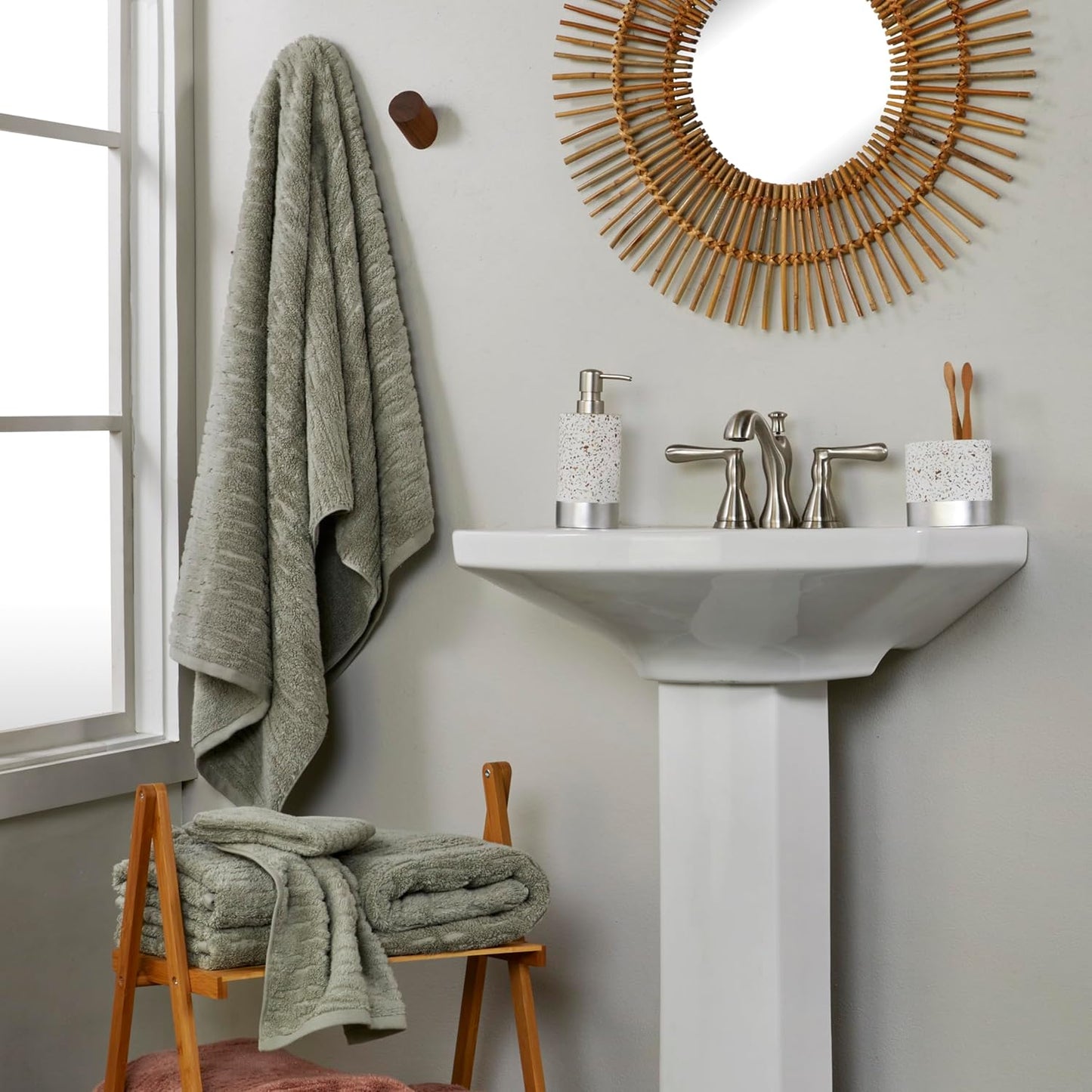 SKL Home CloudSoft Cotton Luxury 4-Piece Washcloth Set, Sage