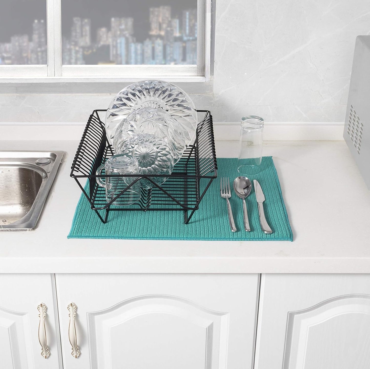 Absorbent, Reversible Microfiber Dish Drying Mat for Kitchen, 16 Inch x 18 Inch