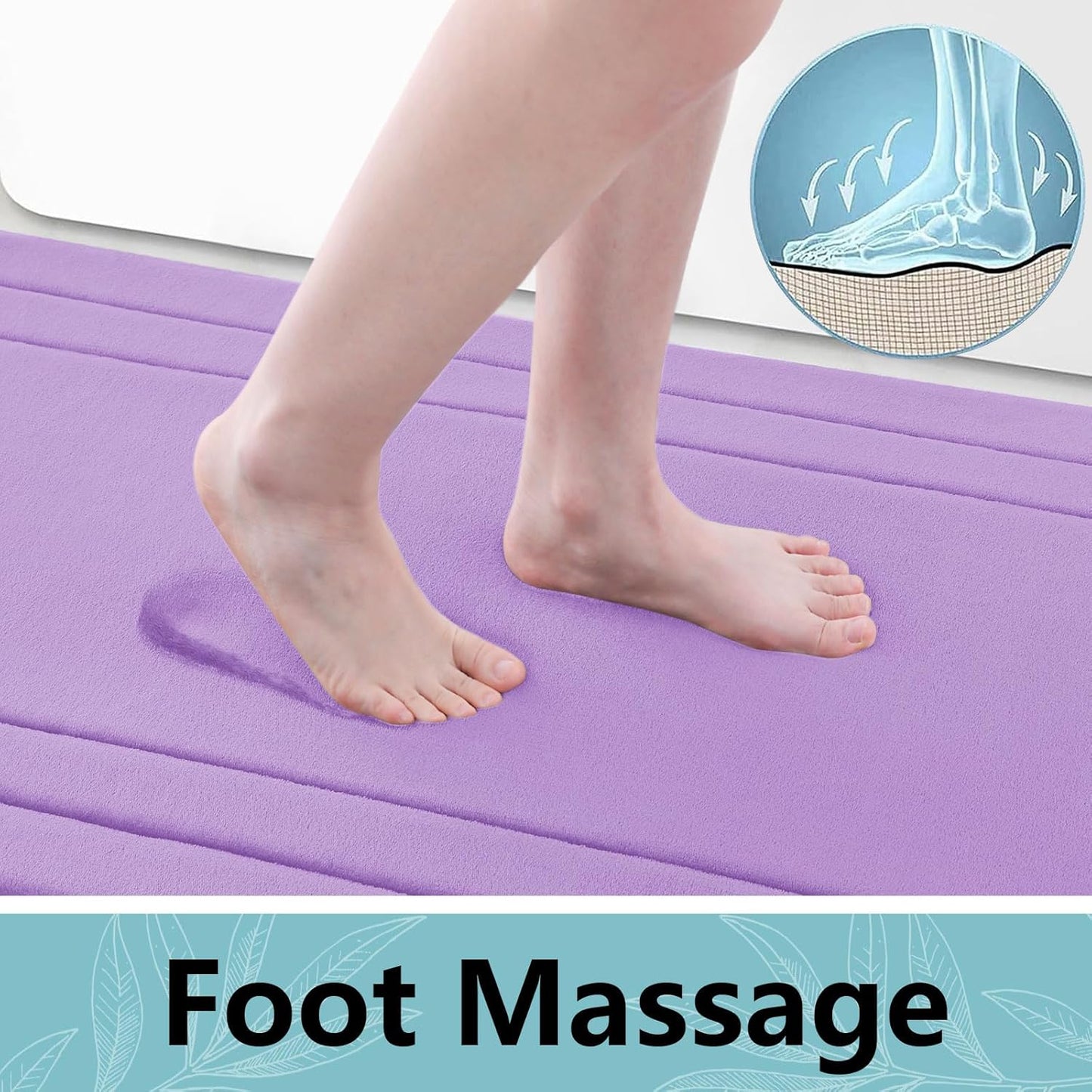 Arotive Memory Foam Bathroom Rug Mat 54x24, Ultra Soft and Absorbent Bath Mat, Machine Wash Dry, Comfortable Bath Rug Carpet for Bathroom Floor, Tub and Shower, Lavender