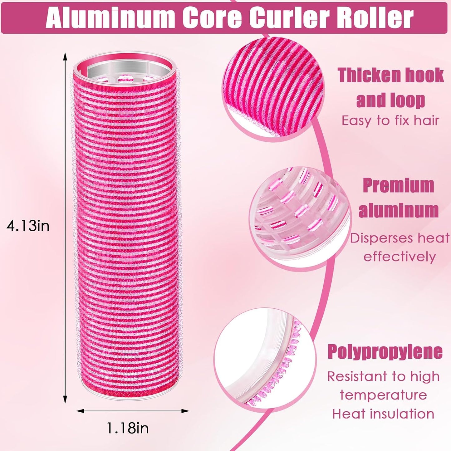 WILLBOND 8 Pcs Long Hair Rollers for Bangs Aluminum Core Curlers Thermal 4.1 x 1.2 Inch Self Grip Roller for Long and Medium Jumbo Hair Women Hairstyle