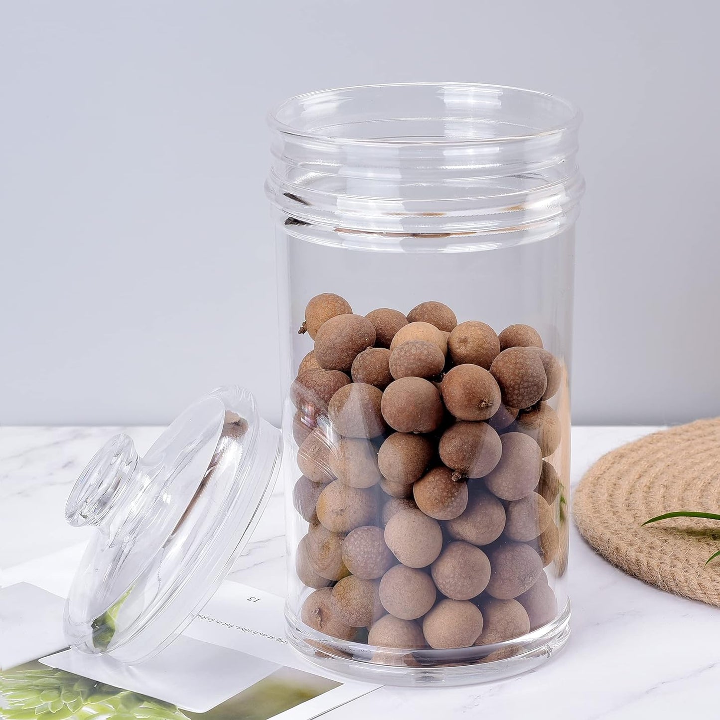 64 oz Reinforced Large Acrylic Storage Jar, Airtight Lid Cookie Jar | Ideal Canisters for Cookies, Dried Fruits, Nuts, Herbs,Cereals,etc