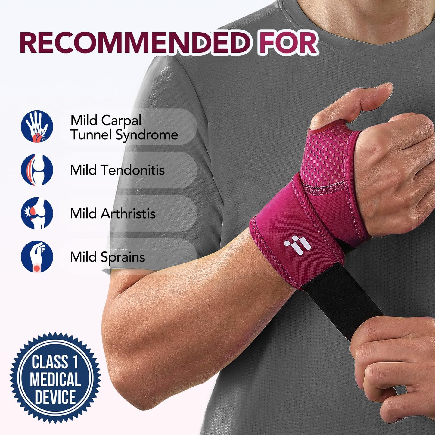Wrist Brace with Soft Thumb Opening for Mild Carpal Tunnel Relief Tendonitis Arthritis Sprains (Not for Thumb), Compression Wrist Brace for Left Hand, Adjustable Wrist Support Wrap, 1 Unit