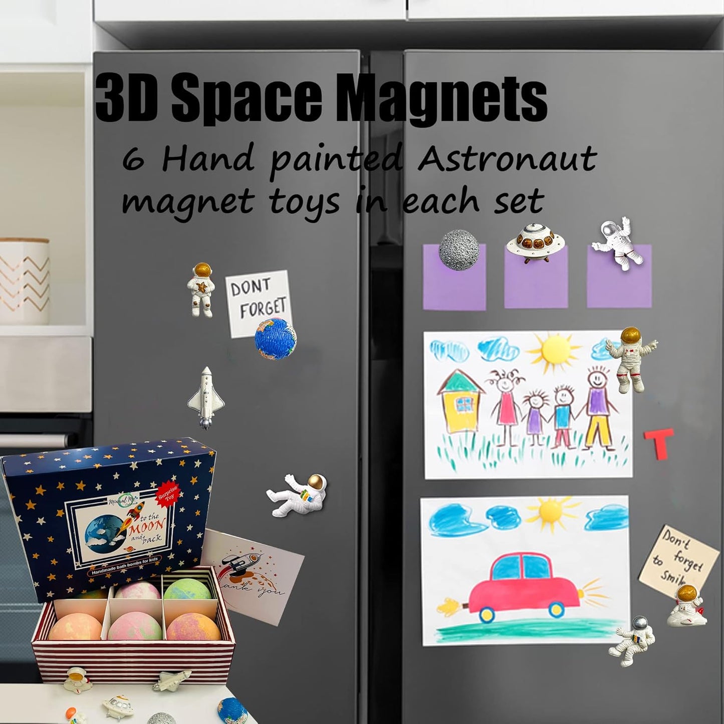 Galaxy Bath Bombs for Kids with Surprise Inside - Organic Bubble Bath Bombs with Educational Outer Space Planet Toys. Gentle, Natural & Kids Friendly - Birthday Gifts for Boys, Toddlers, Girls