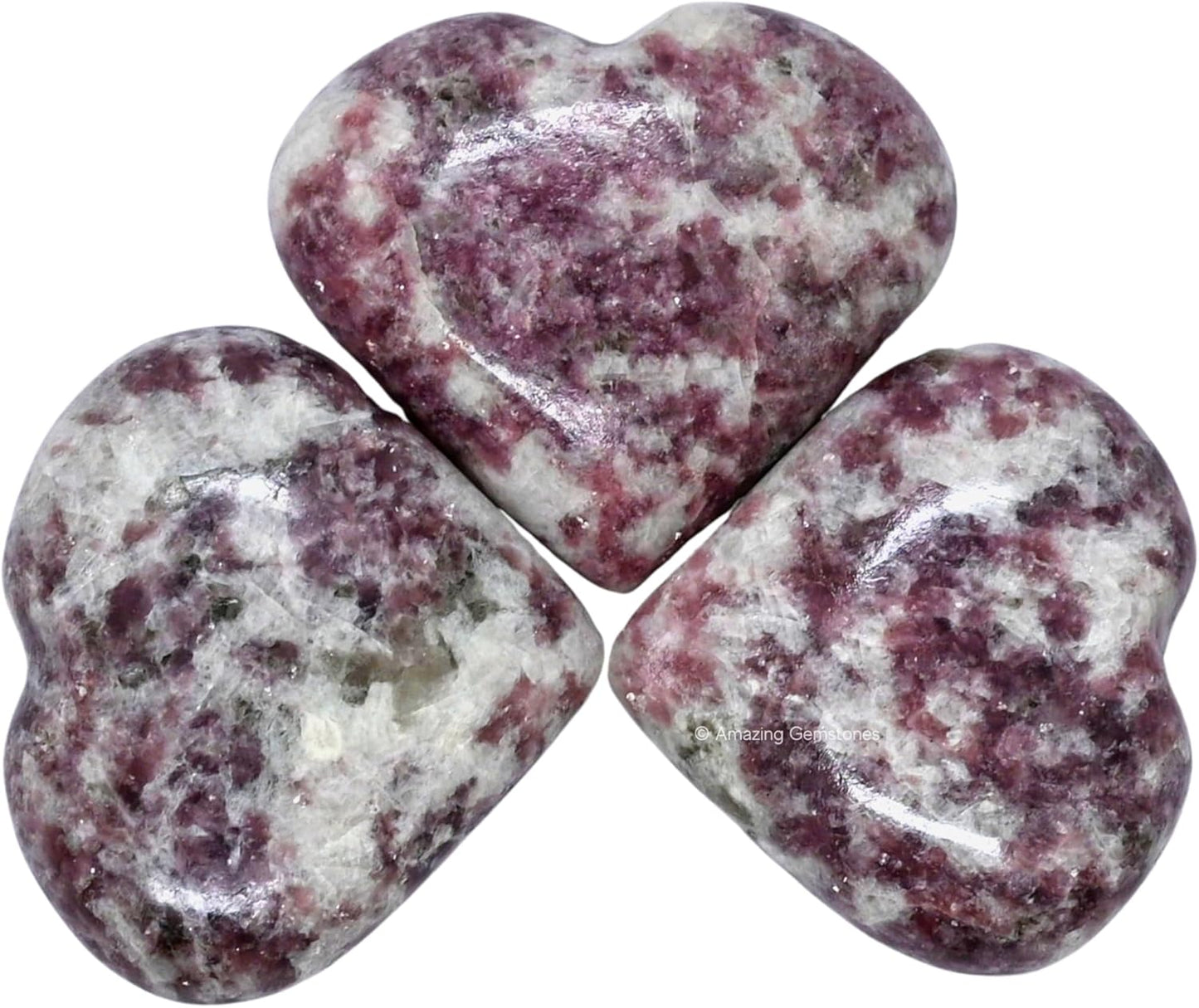 Lepidolite Crystal Heart Palm Stone - Pocket Massage Worry Stone for Natural Body Chakra Balancing, Reiki Healing and Crystal Grid