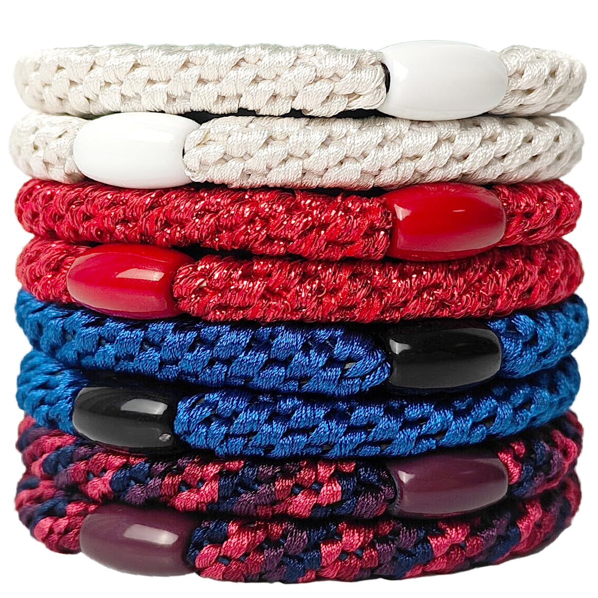 AXEN 8PCS Elastic Hair Tie for Women Girls, Cotton Bands Soft Woven Ponytail Holders for Thick Hair and Curly Hair, United Color