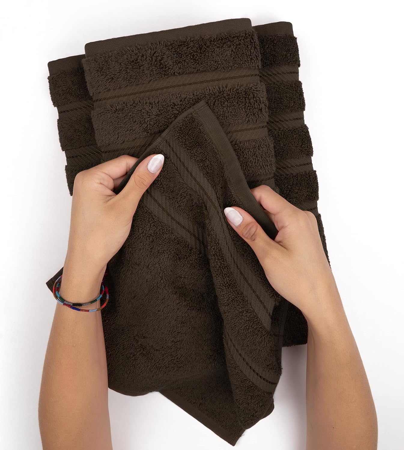 American Soft Linen Luxury Hand Towels for Bathroom, 600 GSM 100% Cotton Turkish 4 Piece Hand Towel Set, 600 GSM Hand Face Towels for Kitchen, Brown Hand Towels