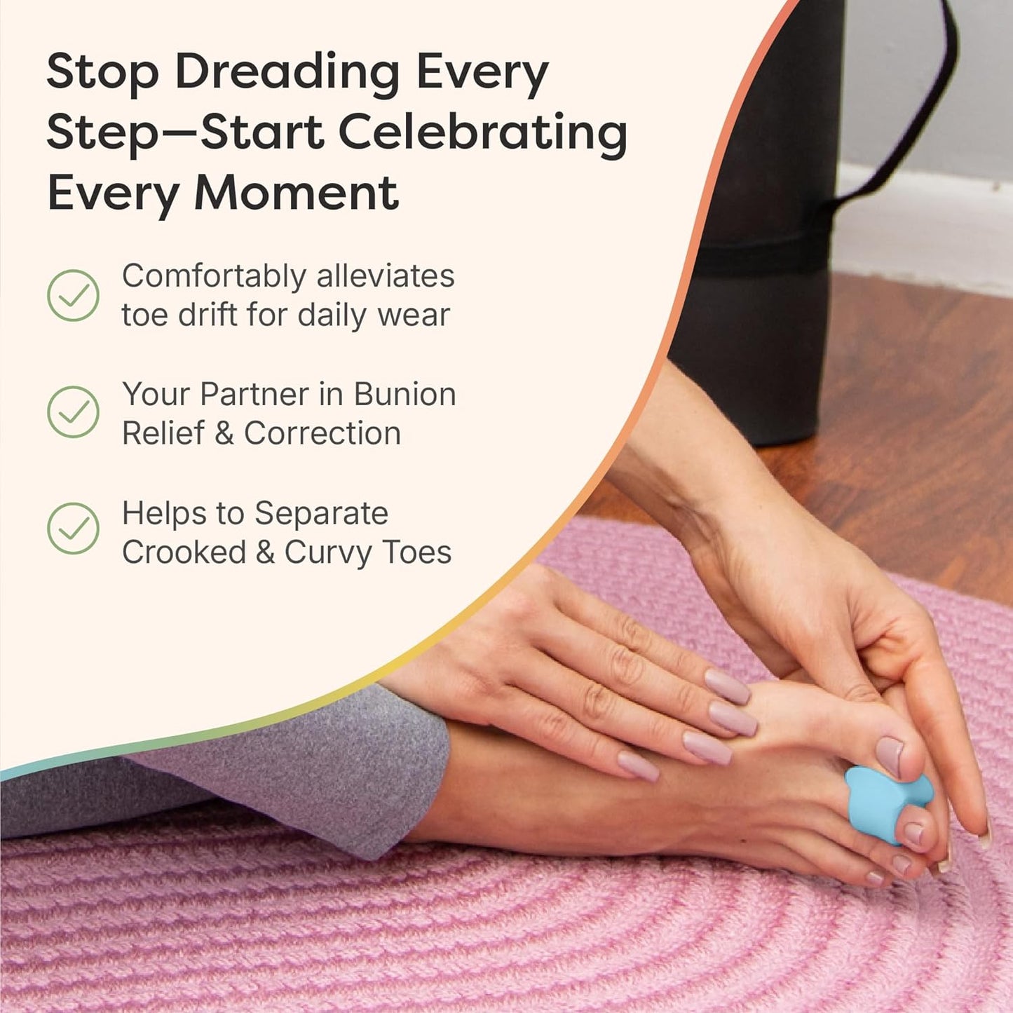 ZenToes Gel Toe Separators for Overlapping Toes, Bunions, Big Toe Alignment, Corrector and Spacer - 4 Pack (Blue)