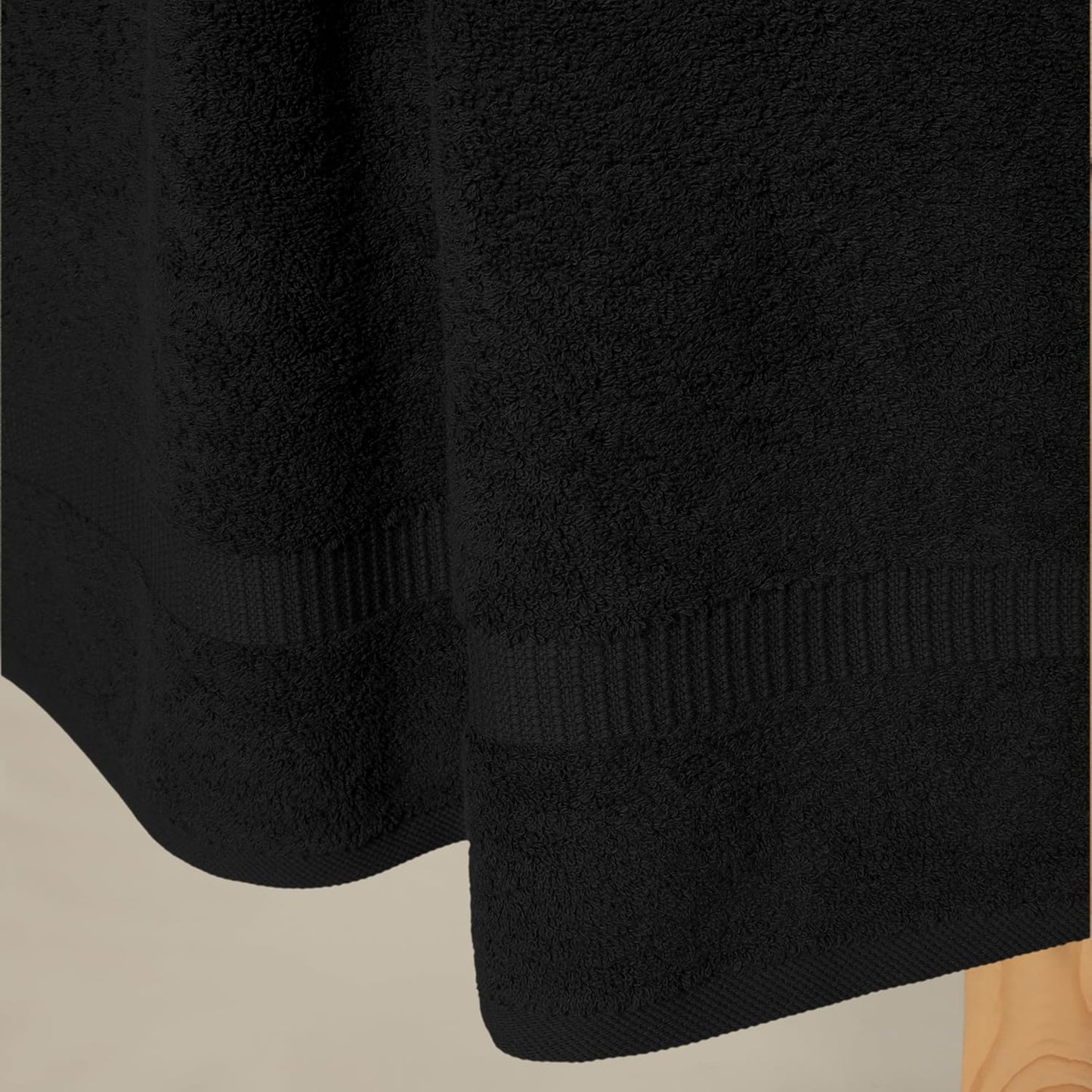 SALBAKOS 100% Turkish Cotton Bath Towel Set of 4 27x54 inch | Heirloom Quality | Hotel & Spa Collection | Ultra Soft, Super Absorbent, Long Lasting Bath Towels | Made in Turkey (Black, 4 Bath Towels)