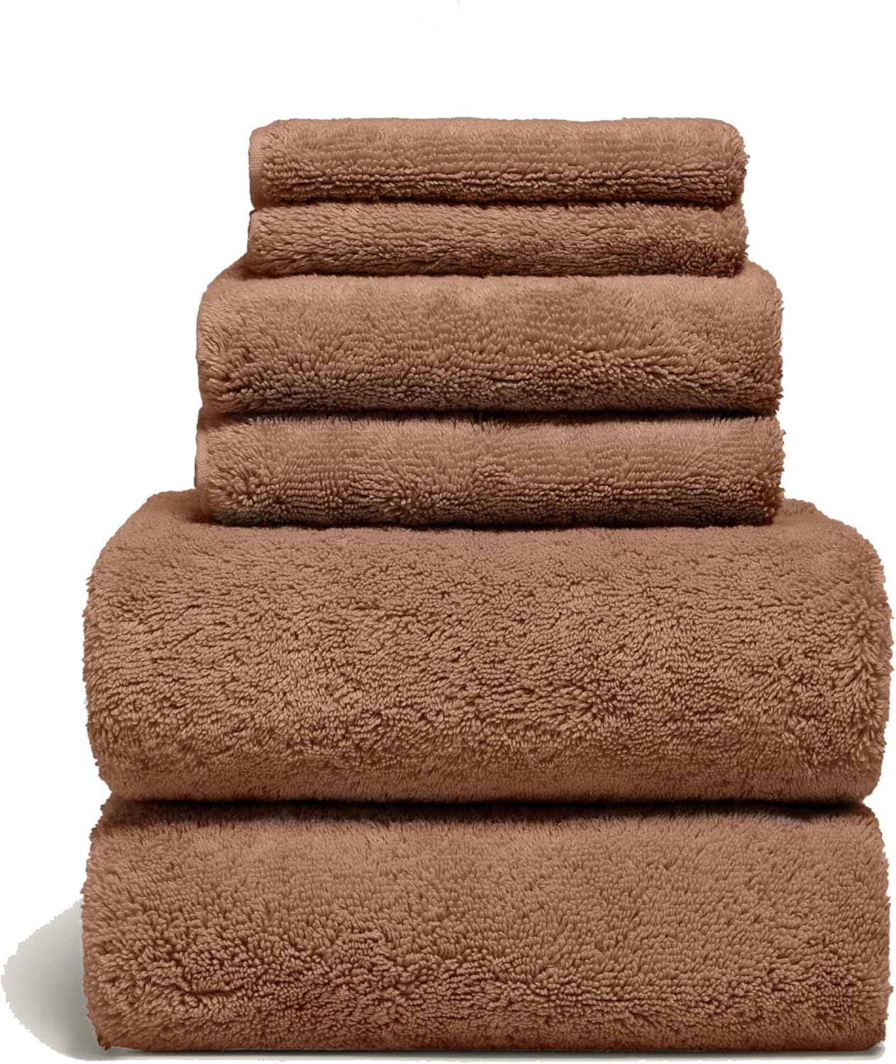 IItalic Ultraplush Australian Cotton Towels Standard 6 Piece Set, 2 Bath, 2 Hand, 2 Washcloths, 800GSM Lightweight, Highly Absorbent & Quick Drying Soft Resort Grade Towels (Clay)