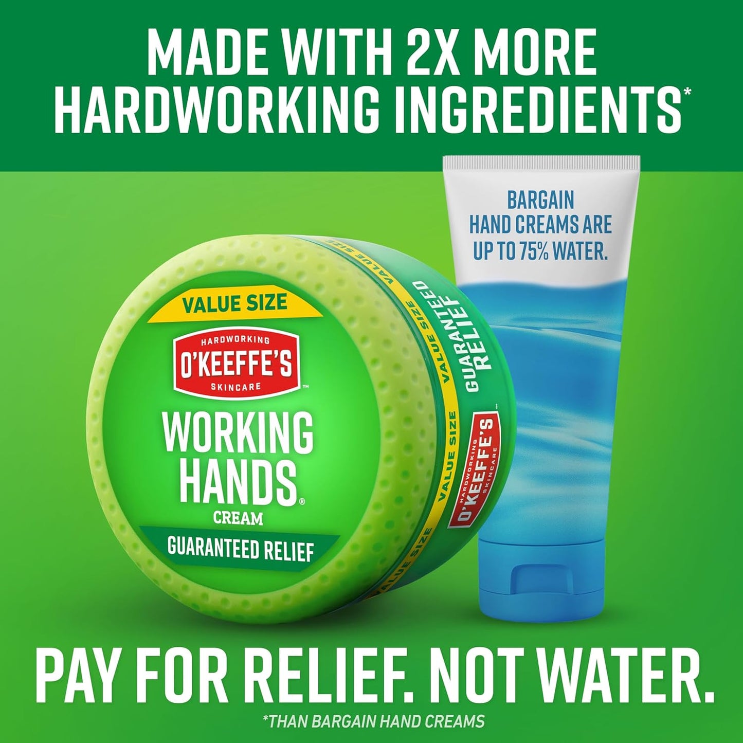 O'Keeffe's Working Hands Hand Cream for Extreme Dryness - 6.8 oz Value Size Jar (2 Pack) - Repairing Skincare for Cracked, Dry Hands