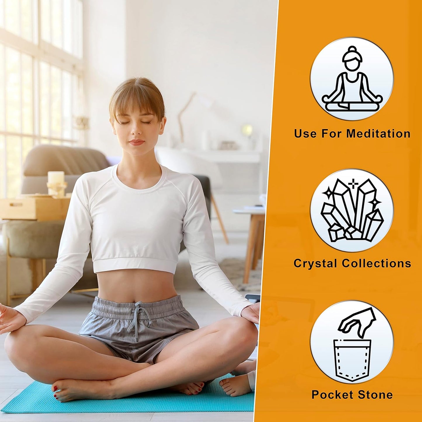 Crocon 50mm Tiger Eye Large Palm Stone 900+ Carats Pocket Worry Stones for Natural Chakra Balancing Reiki Healing Stones and Crystal Healing Spa Energy Crystals Gifts for Women