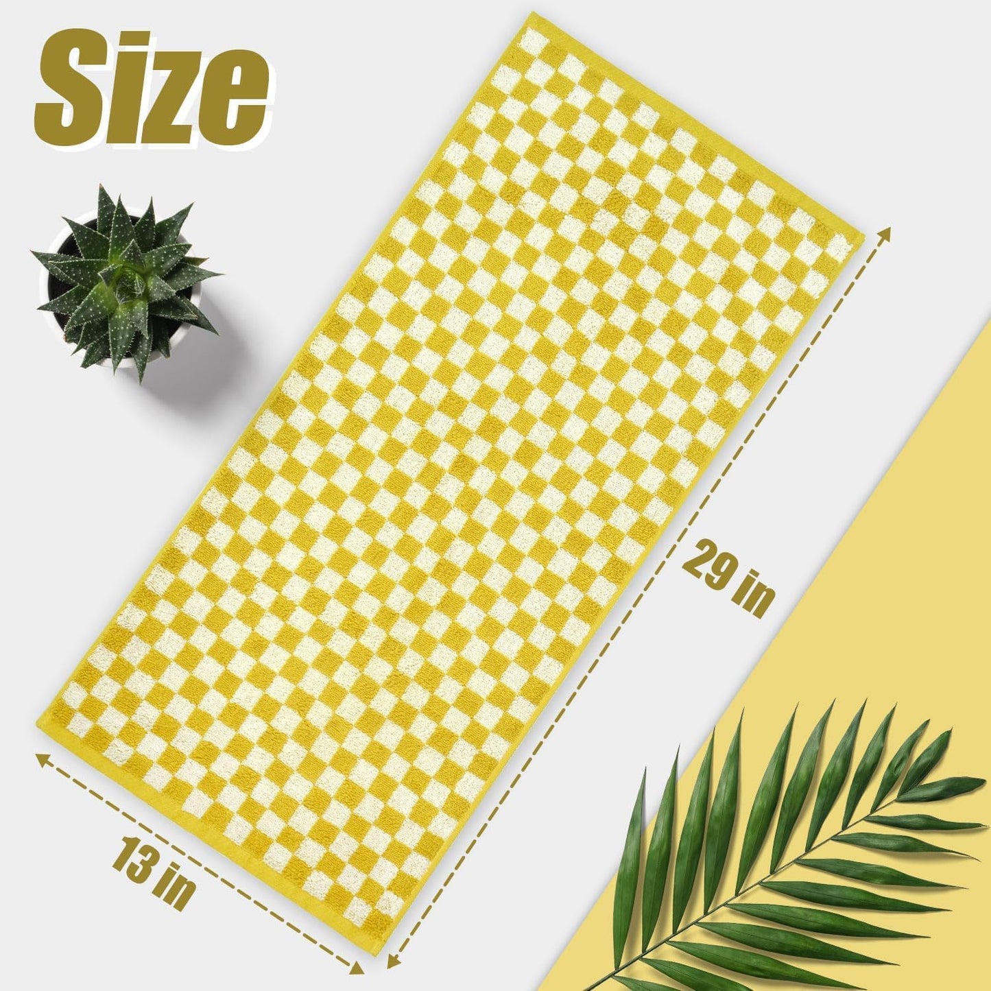 Jacquotha 4 Pcs Hand Towels for Bathroom Checkered, Cotton Soft Absorbent Cute Checkered Bathroom Towel, Fall Decor, 13 x 29 Inches